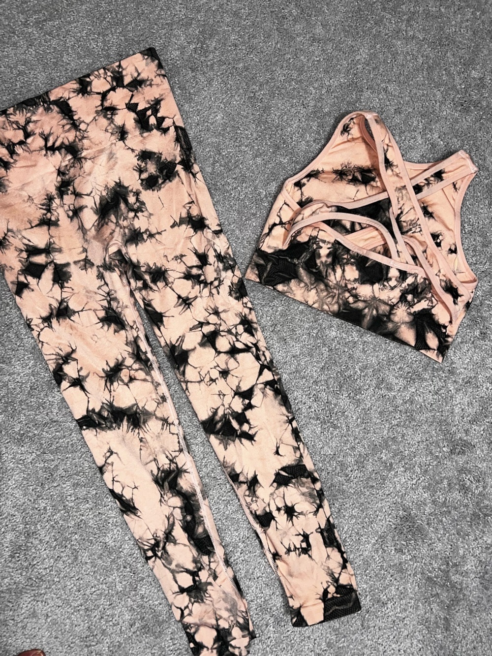 Pink Lily Peach & Black Workout Set